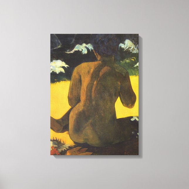 Mujer junto al mar de Paul Gauguin, Arte fino vint (Anverso)