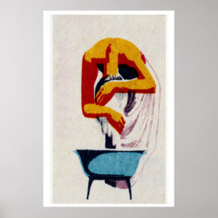 Mujer Lavando Cabello Impresión Caja de Fósforos V