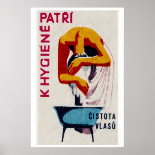 Mujer Lavando el Pelo - Impresión de Caja de Ceril