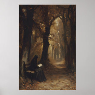 Mujer Leyendo Arte Imprimible de Bosque Otoñal Mel