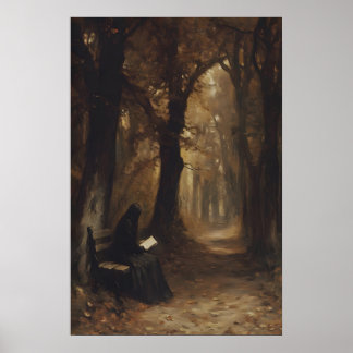 Mujer Leyendo Arte Imprimible de Bosque Otoñal Mel