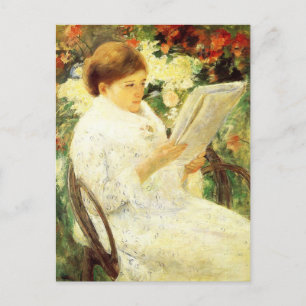 Mujer leyendo en un jardín de Mary Cassatt Tarjeta