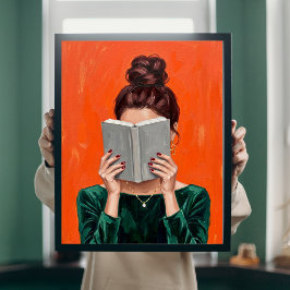 Mujer leyendo libro óleo pintura decoración para p
