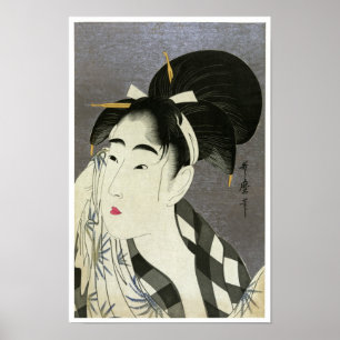 Mujer limpiando sudor Utamaro Fina Arte Japonés