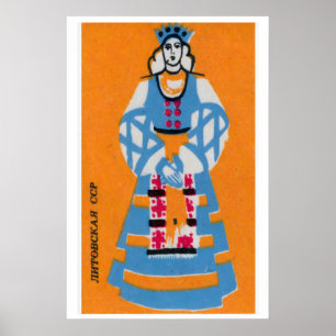 Mujer lituana - Impresión de caja de cerillas - Es