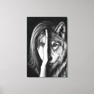 Mujer Lobo - Impresión de Lienzo de Emoción - Arte