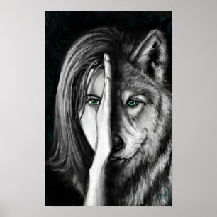 Mujer Lobo - Póster de Emoción - Arte de Pintura