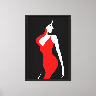 Mujer mínima en arte de pared de silueta de vestir