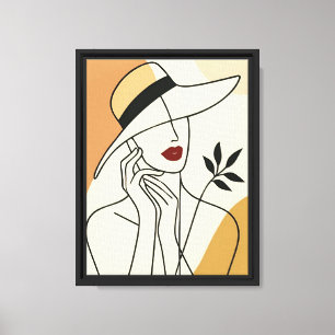 Mujer mínima en arte Gorra Resumen de línea