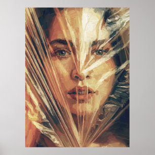 Mujer Misteriosa Detrás del Arte al Óleo Impasto d
