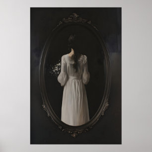 Mujer Misteriosa en Arte Imprimible de Espejo Oval