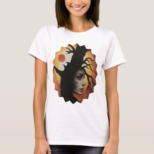 Mujer mística del árbol de otoño - Camiseta de fan (Anverso)