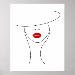 Mujer Moderna En Gorra Con Arte De Palo De Labios 