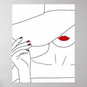 Mujer Moderna En Gorra Con Arte De Palo De Labios