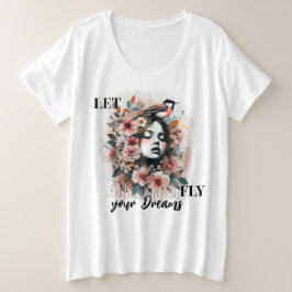 Mujer Motivacional con Flores y Diseño de Pájaro