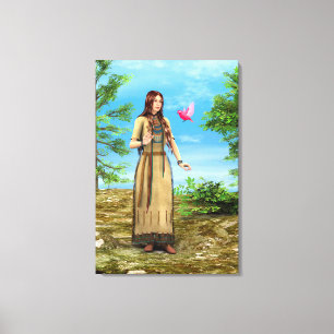 Mujer Nativa Americana Arte de Bosque y Pájaro