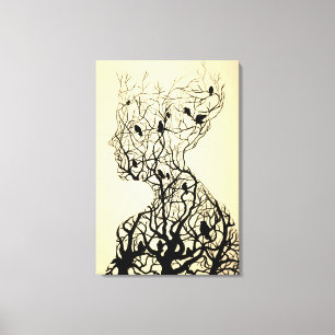 Mujer Naturaleza Impresión en Lienzo Pintura en Bl