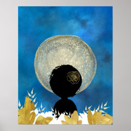 Mujer negra africana frente al arte de la pared lu