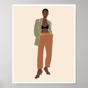 Mujer Negra Boho Blazer de Oliva Arte de Moda