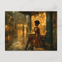Mujer Negra en Tarjeta Postal de Arte de París