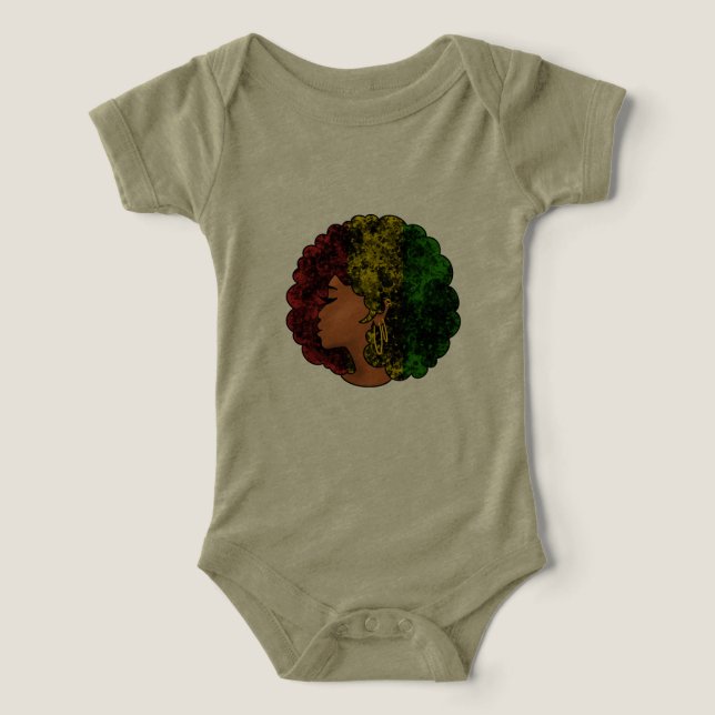 Mujer negra rasta afro rojo amarillo verde  (Diseño delantero )