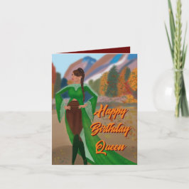 Mujer negra real en otoño | Tarjeta de cumpleaños