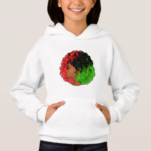 Mujer niña negra panafricana orgullo afro verde ro