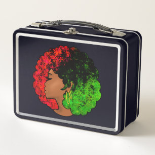 Mujer niña negra panafricana orgullo afro verde ro