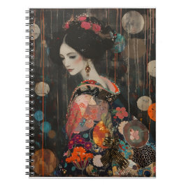 Mujer pensiva en cuaderno de Kimono