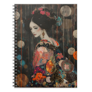 Mujer pensiva en cuaderno de Kimono