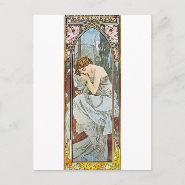 Mujer pintando una postal renacentista Art Nouveau (Anverso)