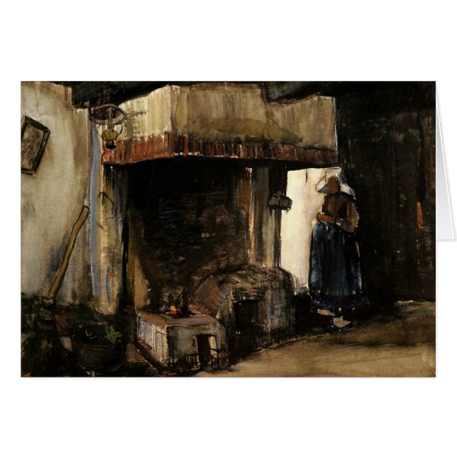 Mujer por una tarjeta de tierra de Vincent van Gog (Anverso (Horizontal))
