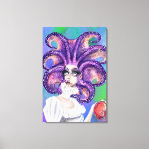Mujer Pulpo y Estampa en Lienzo - Pintura
