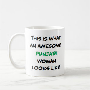 mujer punjabi, taza de café impresionante