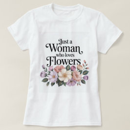 Mujer que ama a las flores camiseta blanca