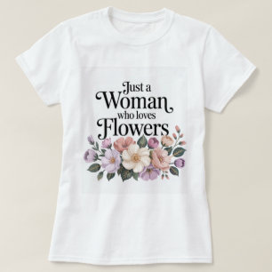 Mujer que ama a las flores camiseta blanca
