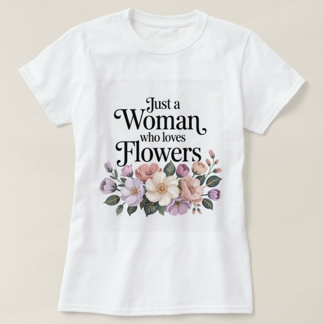Mujer que ama a las flores camiseta blanca (Diseño del anverso)