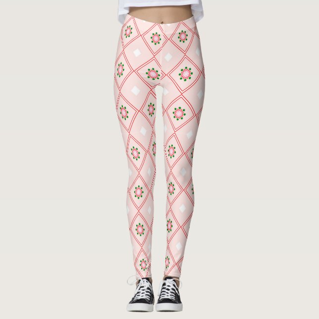 Mujer que lleva leggings blancos con un estampado  (Anverso)