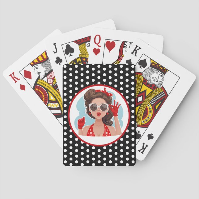 Mujer Retro Jugando Cartas (Reverso)