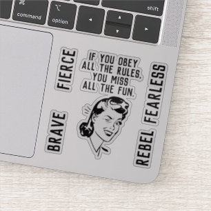 Mujer Rompedora de Reglas Retro Pegatina