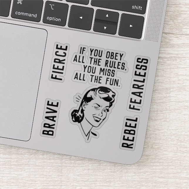 Mujer Rompedora de Reglas Retro Pegatina (Detalle)