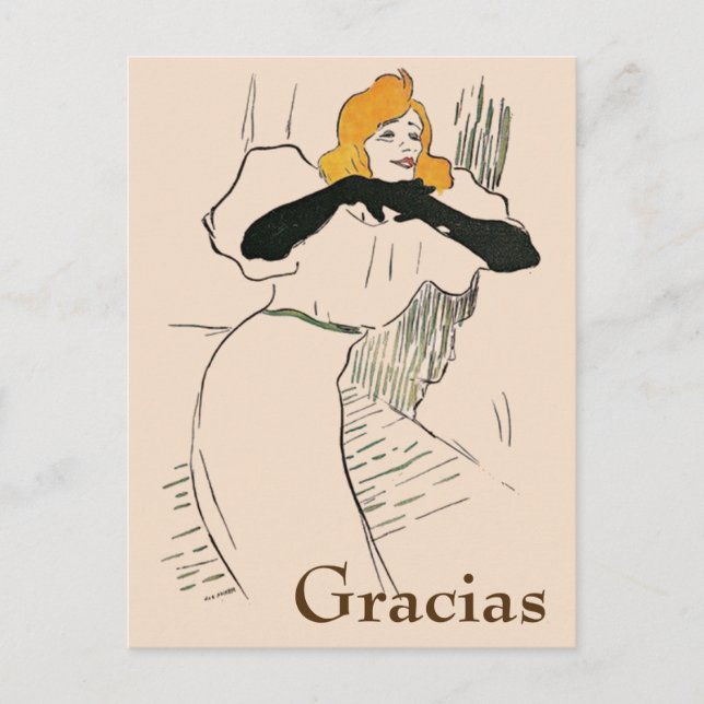 Mujer Rubia,  Gracias, cambiar texto Tarjeta Posta (Anverso)