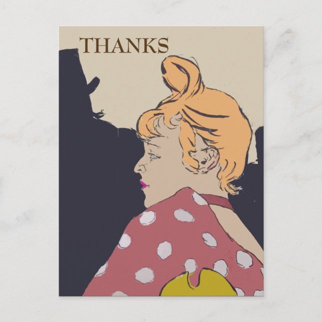 Mujer Rubia,  Gracias, cambiar texto Tarjeta Posta (Anverso)