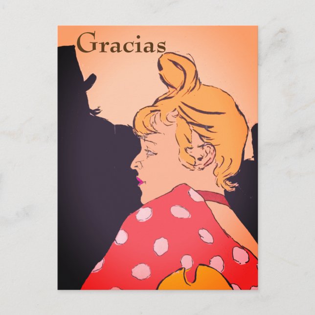 Mujer Rubia,  Gracias, cambiar texto Tarjeta Posta (Anverso)