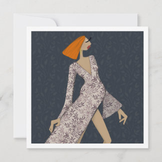 Mujer segura tarjeta de arte de moda elegante glam