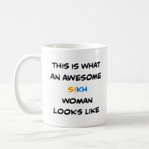 mujer sij, taza de café impresionante