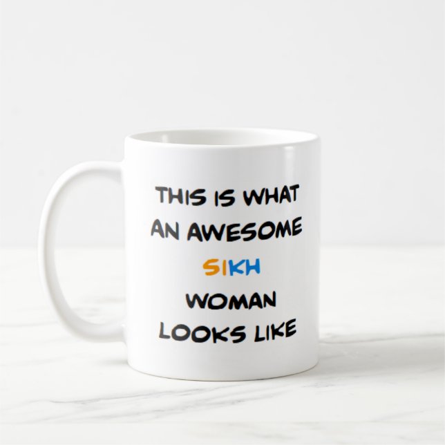 mujer sij, taza de café impresionante (Izquierda)