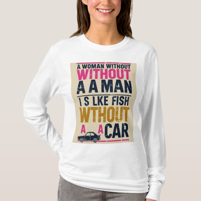 Mujer sin camisa de hombre - camiseta de humor fem (Anverso)