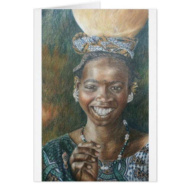 Mujer sonriente con el Calabash (Frente)