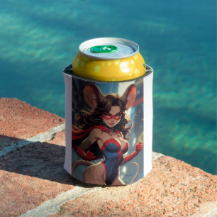 Mujer SuperRatón enfriador blanco de latas